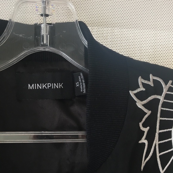 Embroidered Black Bomber Jacket - Picture 5 of 6